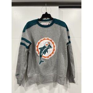 Mitchell & Ness Miami Dolphins Pullover Sweatshirt Men's Size S Gray Quilted